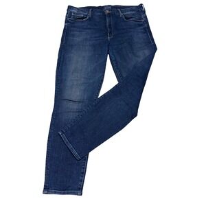 MOTHER High Waisted Looker Ankle Crop Jeans Pardon My French Blue Size 31